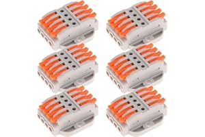ALAMSCN 6PCS Compact Lever Wire Connector Wire Terminals 4 in 4 Out Splicing Wire Connector Electrical Connectors for Circuit Inline 28-12 AWG