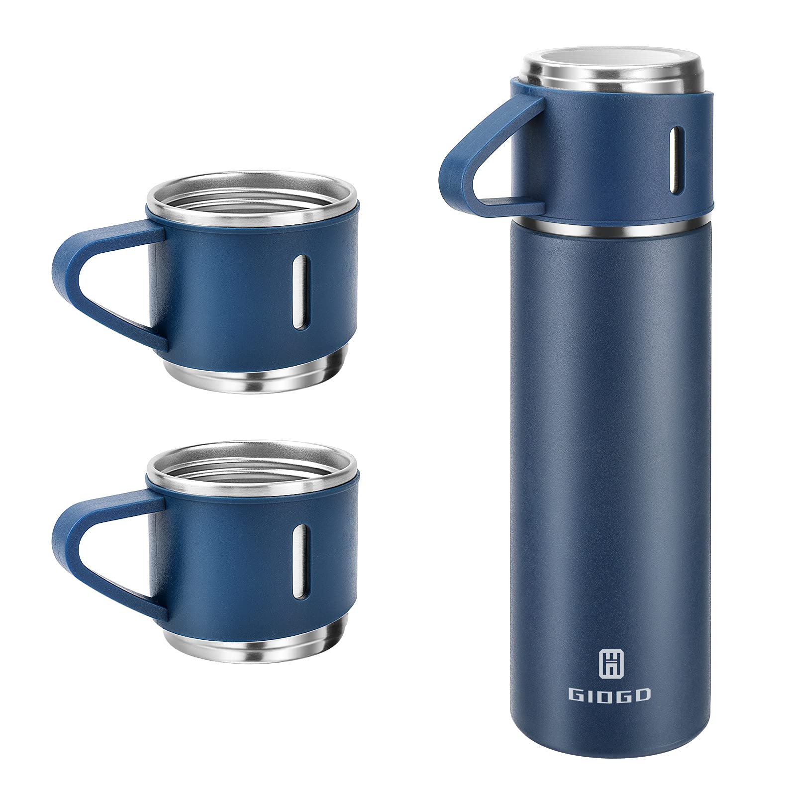Vacuum Insulated Flask 500ml/16.9oz Stainless Steel Thermo Bottle with Cup for Coffee Water Hot and Cold Drink Flasks.(Blue,Set) โ image 1
