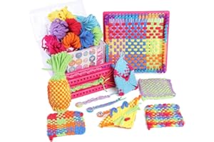 daheypong Weaving Loom Kit Toys, Arts and Crafts for Kids and Adults, Ideal Gifts for Girls, Potholder Weaving Loom Kits with Portable Box and Craft Loops, Craft Potholders and Friendship Bracelets