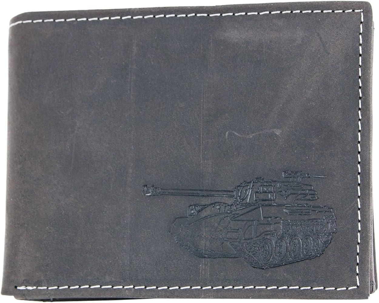 FLW-HL Strong Grey Genuine Leather Wallet with a Tank - RFID