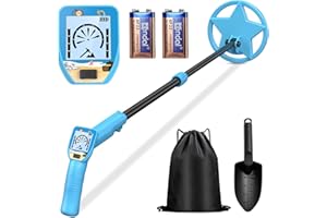 Keyixize Metal Detector for Kids, Adjustable & Lightweight 24.5”-33.5” Kids Metal Detector with 6.5’’ Waterproof Search Coil & LCD Display(Blue-2)