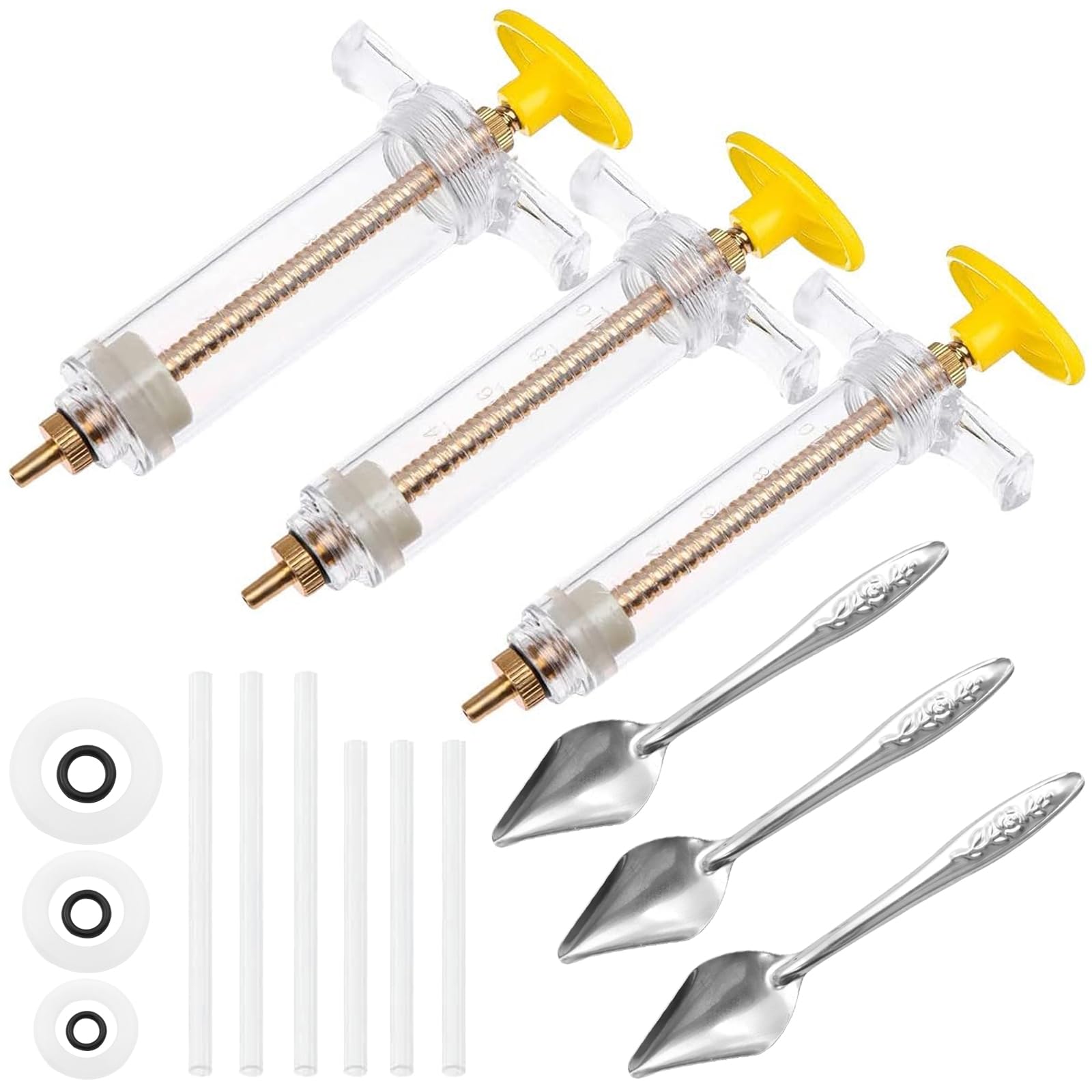 Sarini 3 Pcs Hand Baby Birds feeder Feeding Tubes, 3 Pcs Feeding Spoon, 6 Pcs Curved Gavage Tubes, for Pet Baby Bird Parrot Feed Milk and Medicine (20ml, 10ml, 50ml)