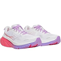 Saucony Women's Guide 18 Sneaker, White/Crocus, 8.5