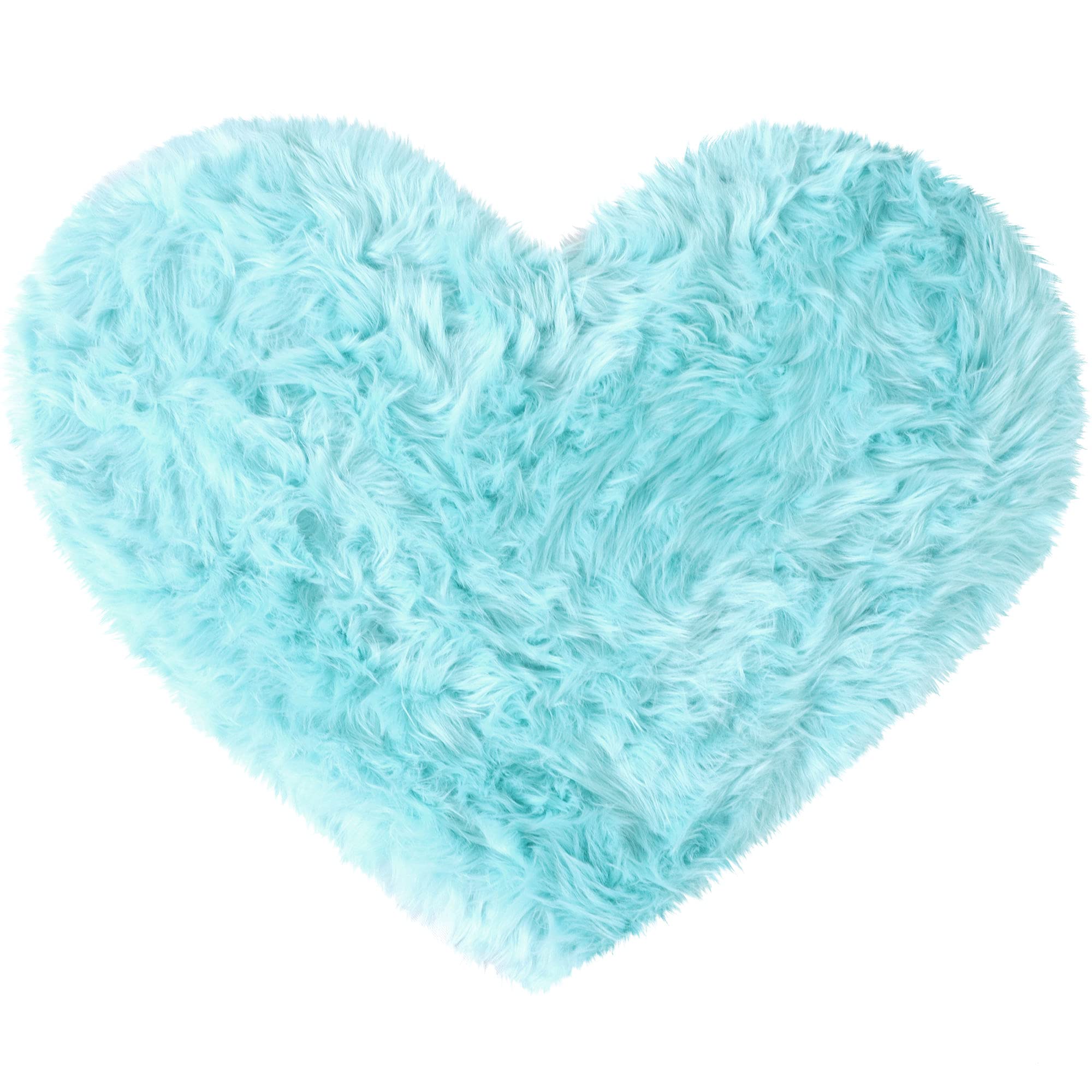 sourcing map Faux Fur Sheepskin Area Rugs, Heart Shaped Shaggy Fluffy Rug for Sofa Living Room Bedroom Floor - Soft Deep Pile Plush Carpet Non Slip, 70 x 90cm/2.3x3ft Light Blue