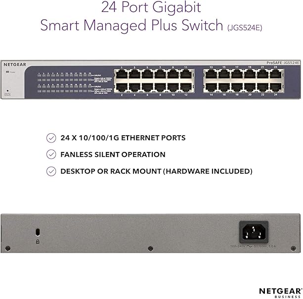 Netgear 24 Port Gigabit Ethernet Smart Managed Plus Switch Jgs524e Desktop Rackmount And Prosafe Limited Lifetime Protection Amazon Sg Electronics