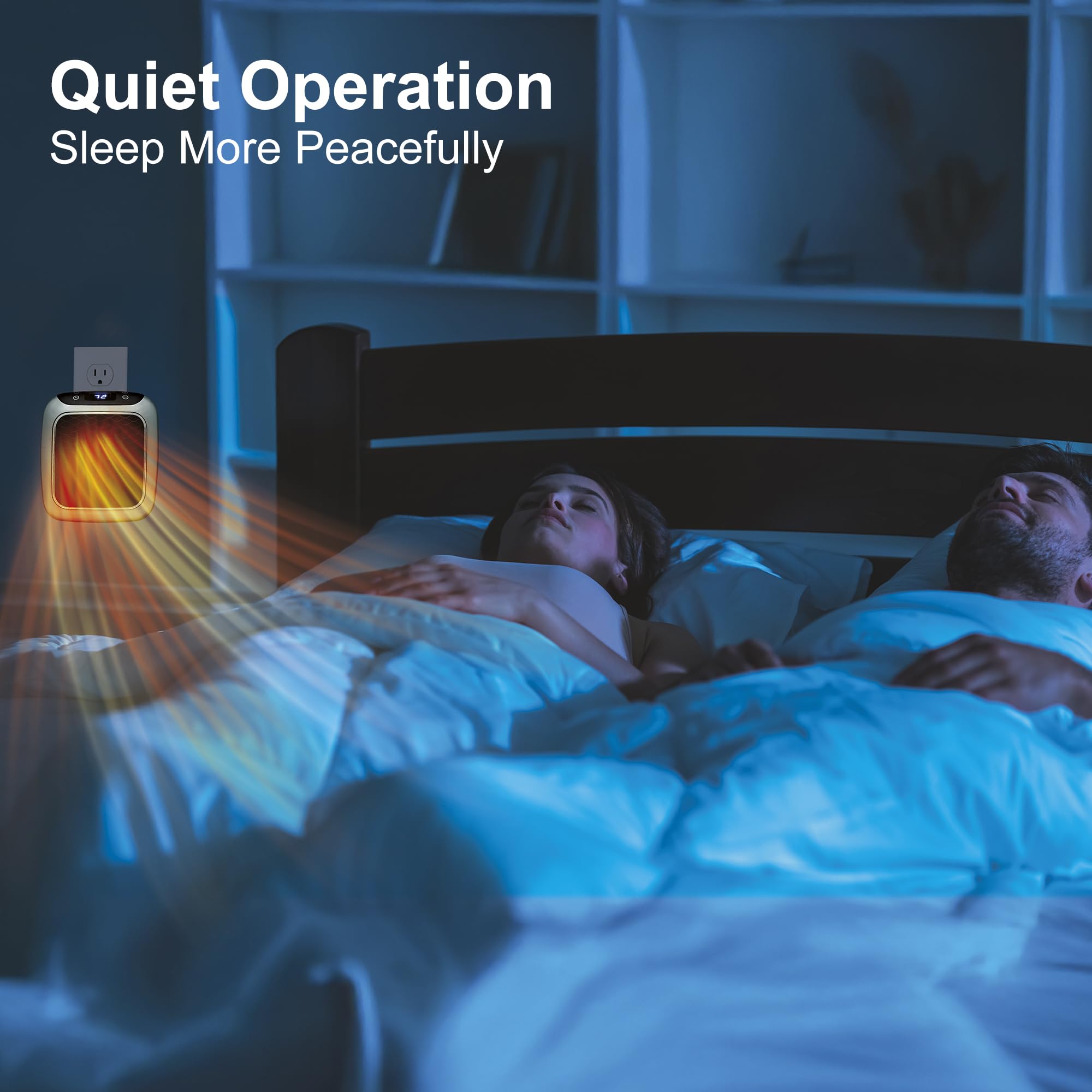 Ontel Handy Heater Turbo Wall Outlet Small Space Heater with Adjustable Thermostat, Programmable 12-Hour Timer, Auto Shut Off - Quiet, Space-Saving, Ceramic (Packaging May Vary) (Turbo Heat)