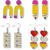 Teacher Earrings for Women Beaded Teacher Pencil Drop Dangle Earrings Jewelry Gifts for Teacher Appreciation