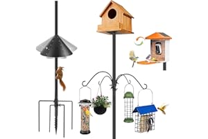 Apobob 92 Inch Smart Bird Feeders Pole for Outdoor, Apobob Heavy Duty Bird House Pole Bird Feeding Station Kit with Squirrel 