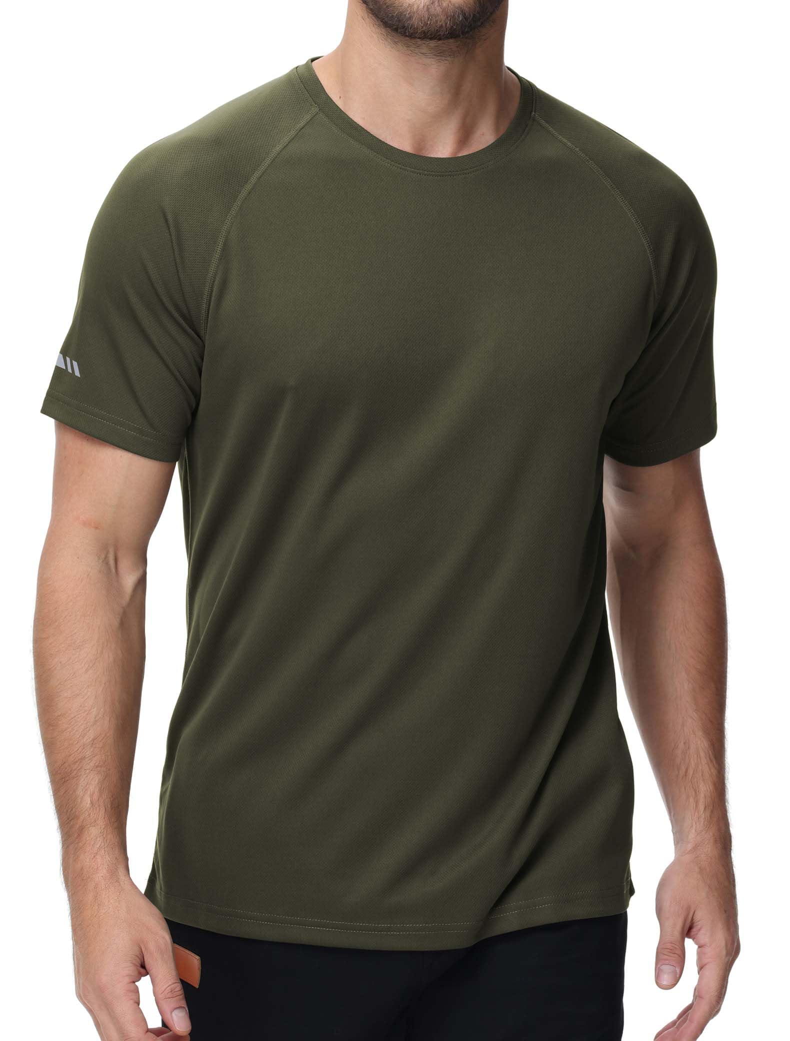 T-Shirt Für Herren Schwarz Sport Kurzarm Rundhals Schnelltrocknend Gym Activewear Reflektierend Nachtlauf Trainingsshirt - Schwarz Grau Grün - XXL 2
