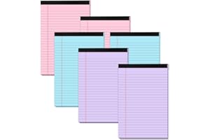 ZAVIKO 6 Pack Small Note Pads 5x8, Color Legal Pads 5x8 In, College Ruled Notepad Paper Pad with Sturdy Back, Perforated 5 x 8 Notepads Small Writing Pad Narrow Ruled Pads of Paper Notebook, Multicolor