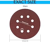 Yibaijia 15 Pcs 125mm 180 Grit Sanding Discs Hook & Loop 8 Holes for Orbital view 2