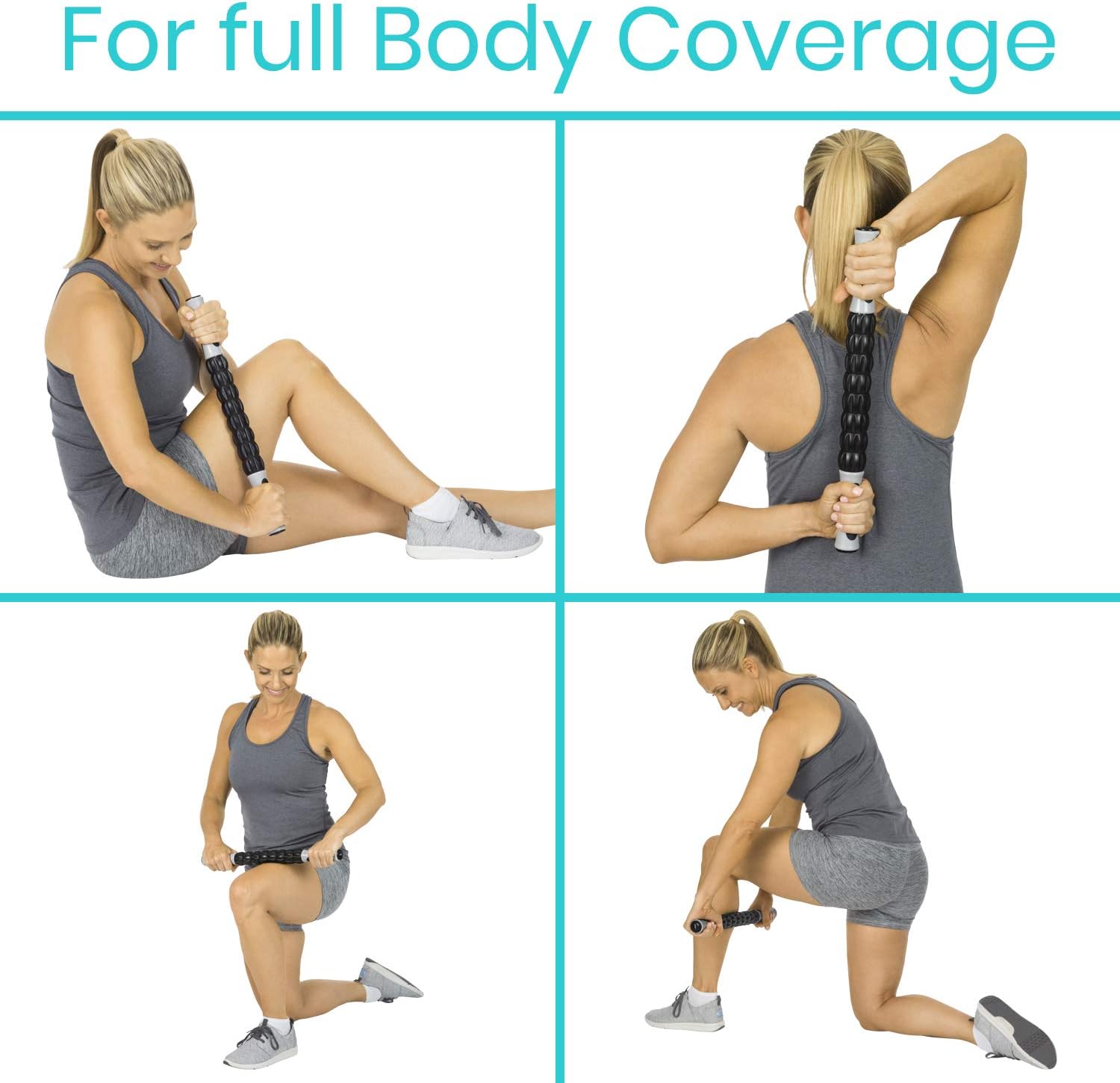 Vive Muscle Roller Stick - Body Massage for Deep Tissue - Massager for Sore Back, Neck, Leg, Foot, Arm, Yoga Exercise - Firm Rolling Tool for Workout, Runners, Athletes, Trigger Point Soreness Relief: Health & Personal Care