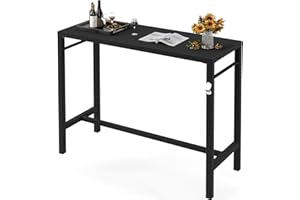 MURAGO 46*39*17 Outdoor Bar Table Extra Wide,Tall Bar Height Outdoor Pub Table, Ideal for Patio, Hot Tub, Dining, Balcony, Poolside, Weatherproof Composite Top, Rustproof, Built In Bottle Opener,Black