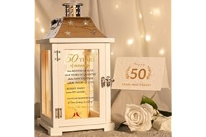PUGEZ 50th Wedding Anniversary Lantern, Happy 50 Years Anniversary Ideas Gift for Couple Parents Grandarents, Unique Marriage Keepsake Decoration for Wife Husband Friends Him Her