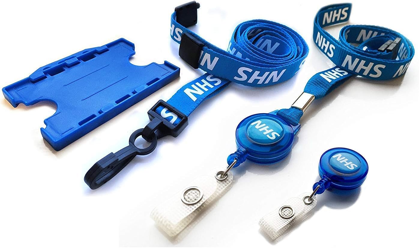 NHS Lanyard/Badge Reel Lanyard and Blue Card Holder Pack Amazon.co.uk