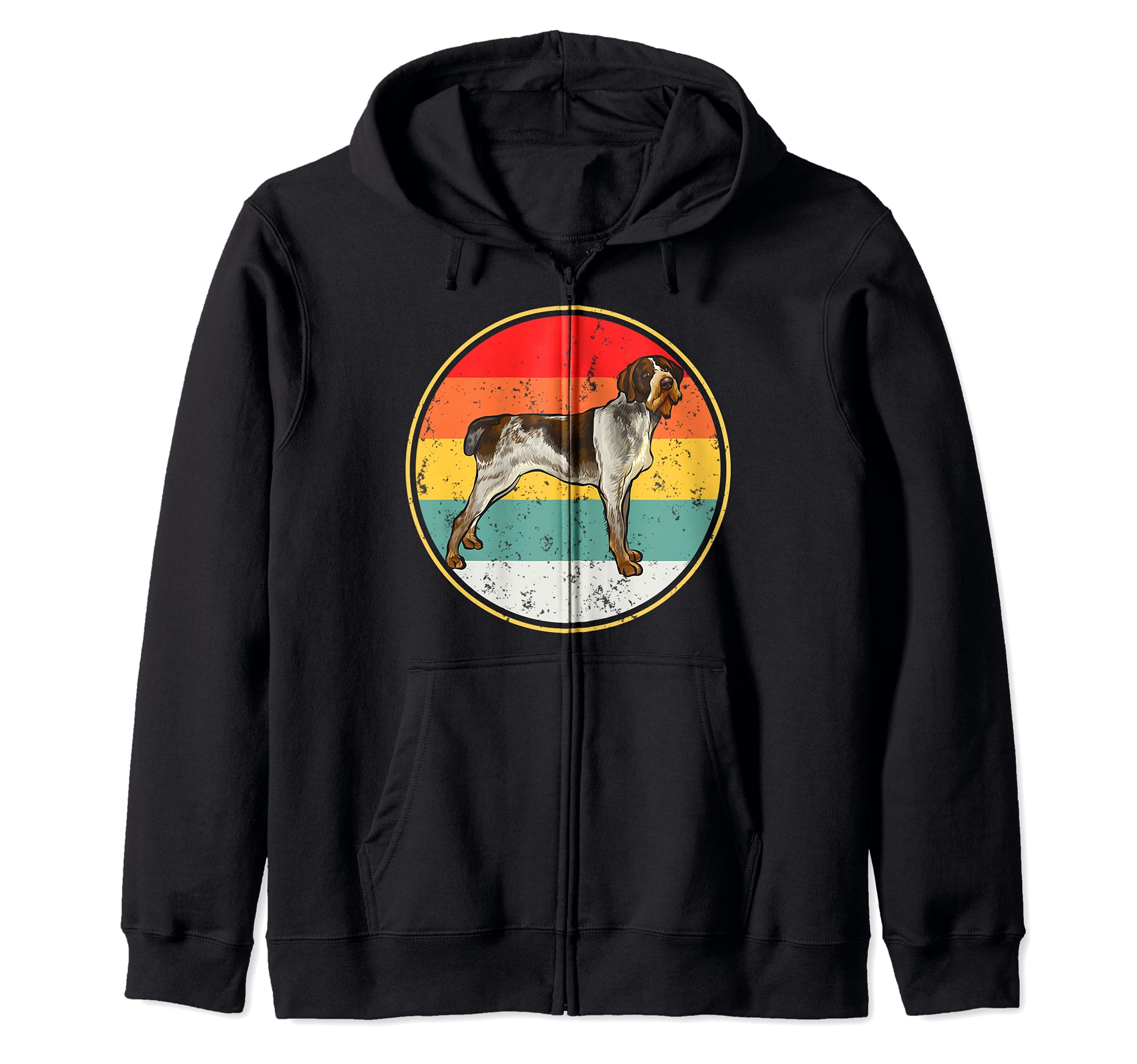 Vintage Retro Sunset German Wirehaired Pointer Dog Zip Hoodie