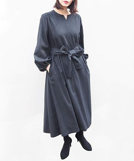 Amazon ピッチン Piccin キーネックテントワンピース M チャコールグレー ワンピース チュニック 通販