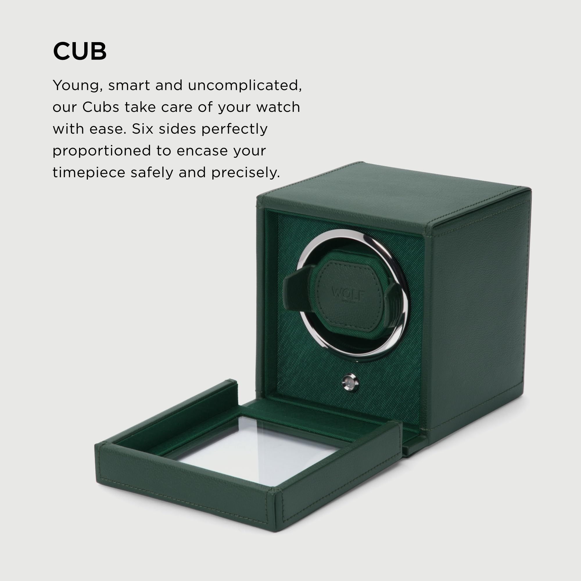 Wolf Cub Single Watch Winder with Glass Cover