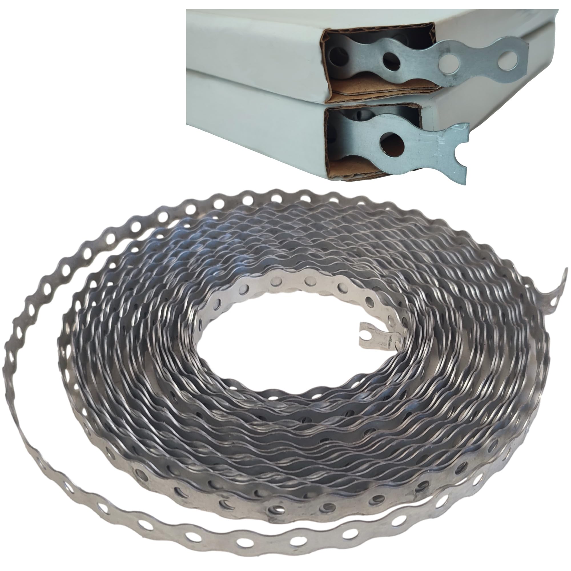 Galvanised Metal Band Steel Fixing Strap Builders 10 Meters / 33ft (12mm) Roll Strip Fence Brackets Fixing Banding Ties with Small Holes (17mm x 10m)