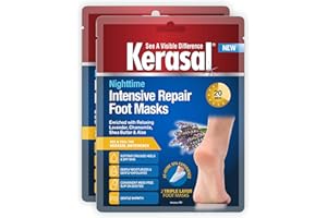Kerasal Nighttime Intensive Repair Foot Masks, Foot Mask for Cracked Heels and Dry Feet, Two Pairs