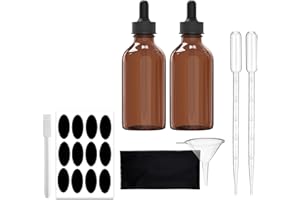 TIDY NICHES Amber Glass Tincture Bottles Includes Droppers - For Essential Oils, Perfumes and Liquid Storage - Includes Funnel, Labels, Pipettes and Microfiber Cloth - 4.05 fl oz / 120 ml, 2 pack