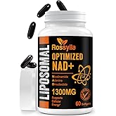 Rossylla 1300 MG Liposomal NAD+ Supplement | Highest Absorption | Purest NAD Supplemet to Boost NAD+ Effetively | Boosting NAD+ Supplement for Aging Defese, Cellular Energy, Longevity | 60 Count