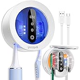 Tooth Brush Holder for Bathroom, Smart Toothbrush Holders Wall Mounted, Toothbrush Cleaner Organizer with LED Screen and Drying Fits Most Electric, Manual and Kids’ Toothbrushes for Home & Travel