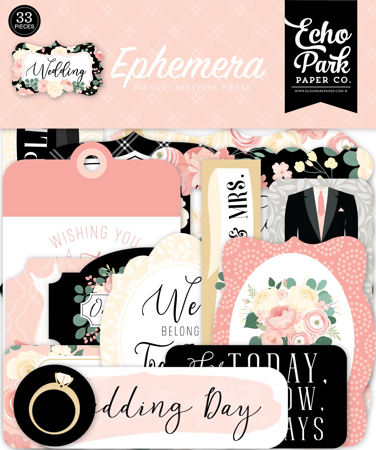 Echo Park Cardstock Ephemera 33/Pkg-Icons, Wedding