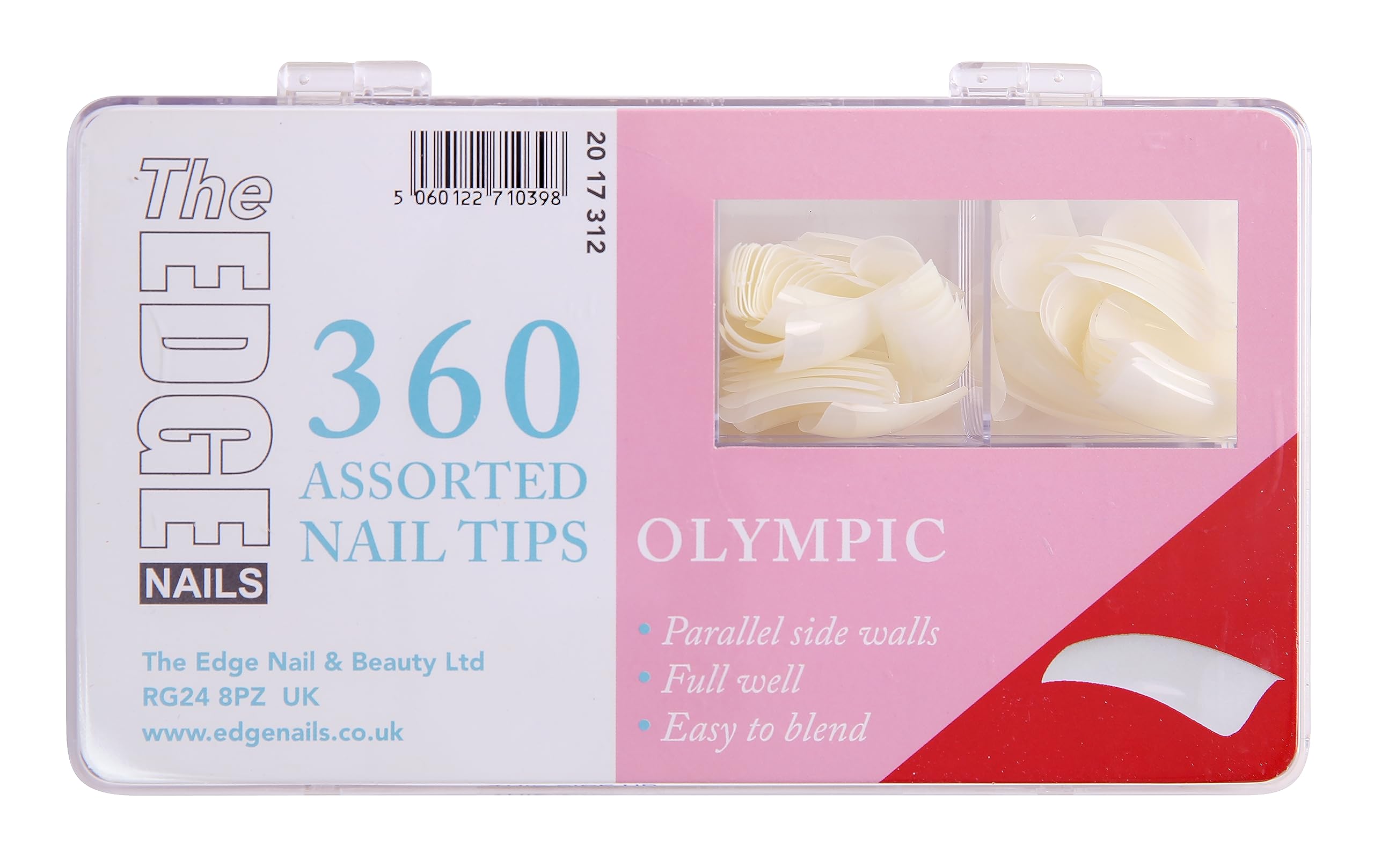 THE EDGE Olympic Nail Tips Assorted Sizes 1-10 (360 Pack) - Strong Nail Tips