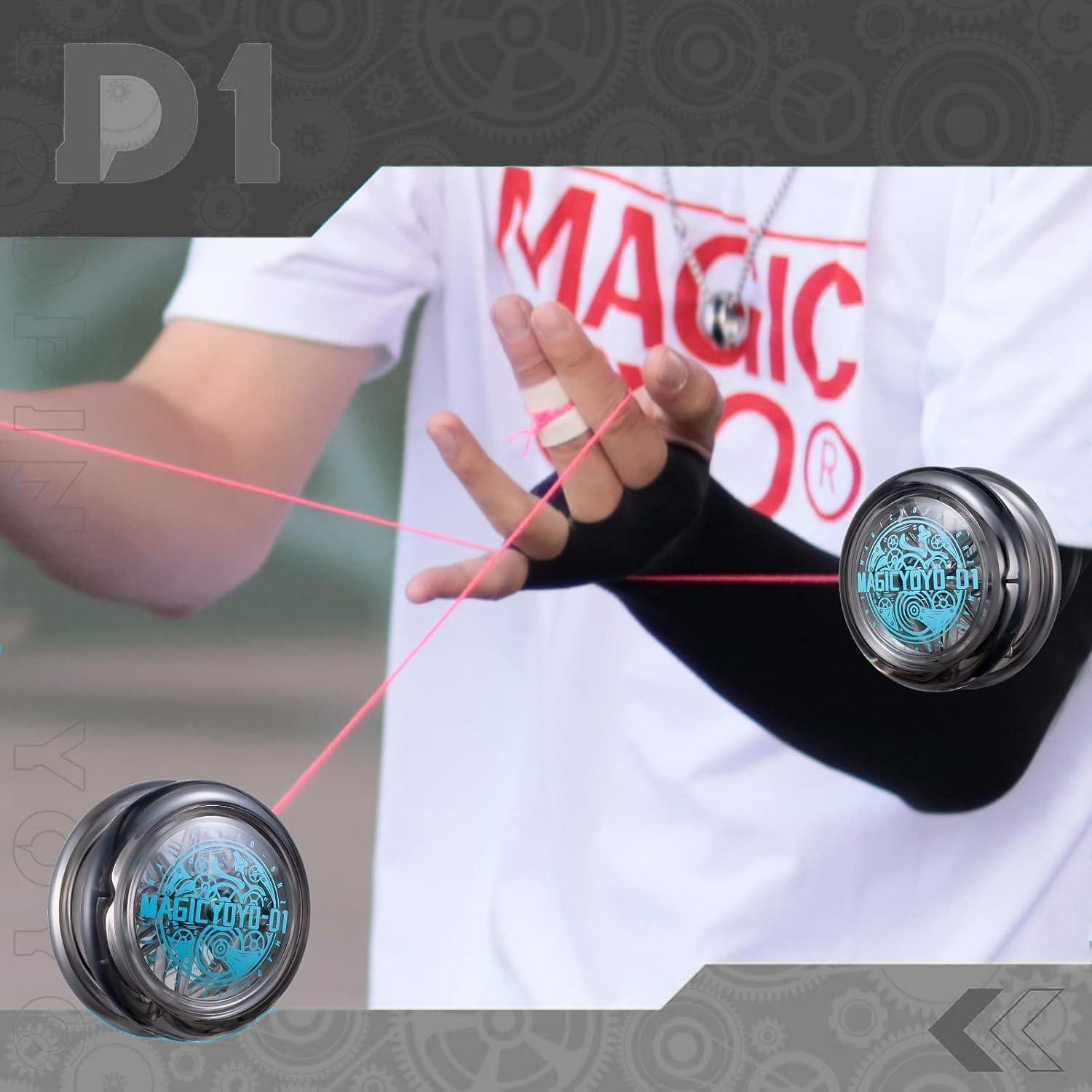 Looping Yoyo D1 Responsive Yo-yo for Kids Beginners, 2A Loop Yoyo Starter Yo Yo Easy to Play Basic String Tricks (Blue+Black)