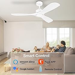 Hoenofly 52” Wood Smart Ceiling Fans with Lights