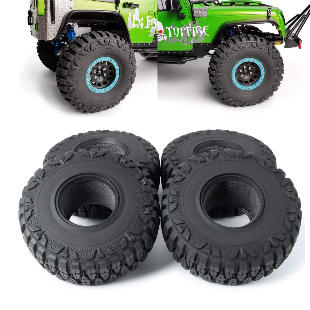 XUNJIAJIE 4pcs 1.9inch 112mm RC Rubber Wheel Tyre Tires with Foam Insert for 1/10th RC Crawler Car Axial SCX10,TRX4,SCX10-ii,D90