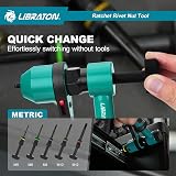 LIBRATON Rivet Nut Tool Kit 5 Mandrels 5 Nut Heads 50 Rivet Nuts Carry Case view 2