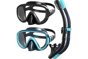 G2RISE Snorkel Set Adult, SN05 Snorkel Mask Adult, Scuba Mask with Tempered Glass Lenses, Dry Top System & Upgraded Adjustabl