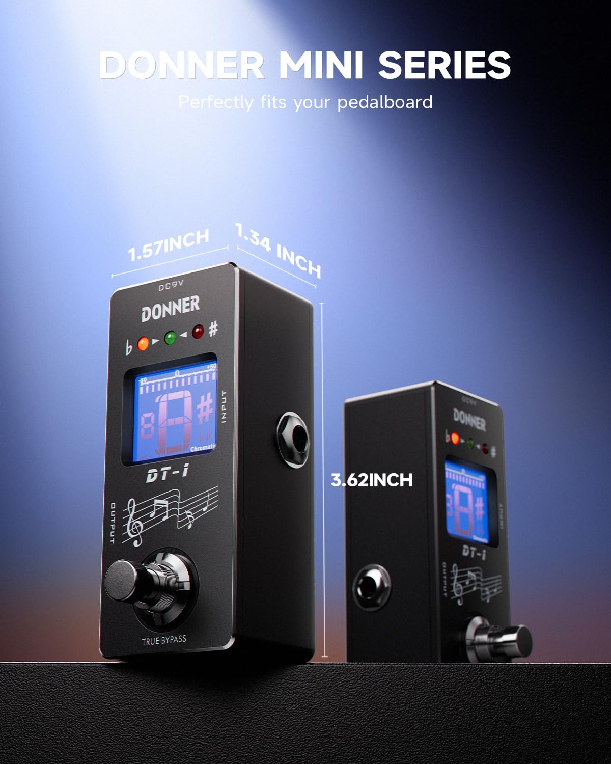 Donner Tuner Pedal, Dt-1 Chromatic Guitar Tuner Pedal with Pitch Indicator for Electric Guitar and Bass True Bypass