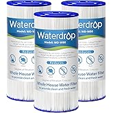 Waterdrop W50PEHD Whole House Water Filter, Replacement for American Plumber, W10-PR, Culligan® R50-BBSA, GE ®FXHSC, GXWH40L, GXWH35F, 5 Micron, 10" x 4.5", High Flow Sediment Filters, Pack of 3