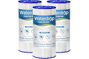 Waterdrop W50PEHD Whole House Water Filter, Replacement for American Plumber, W10-PR, Culligan® R50-BBSA, GE ®FXHSC, GXWH40L, GXWH35F, 5 Micron, 10" x 4.5", High Flow Sediment Filters, Pack of 3