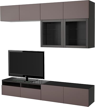 Zigzag Trading Ltd Ikea Besta Tv Storage Combination Glass Doors Black Brown Valviken Dark Brown Clear Glass Amazon Co Uk Kitchen Home