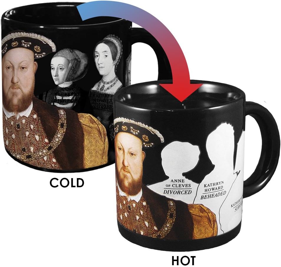 Henry VIII Disappearing Coffee Mug - Add Hot Water and Watch Henry's Wives Disappear - Comes in a Fun Gift Box - by The Unemployed Philosophers Guild