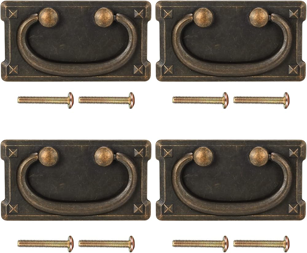 PZIHAO 4Pc Antique Bronze Zinc Alloy Drawer Pulls Cabinet Handles Knobs Wardrobe