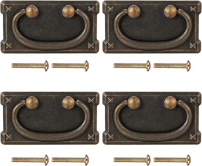 PZIHAO 4Pc Antique Bronze Zinc Alloy Drawer Pulls Cabinet Handles Knobs Wardrobe