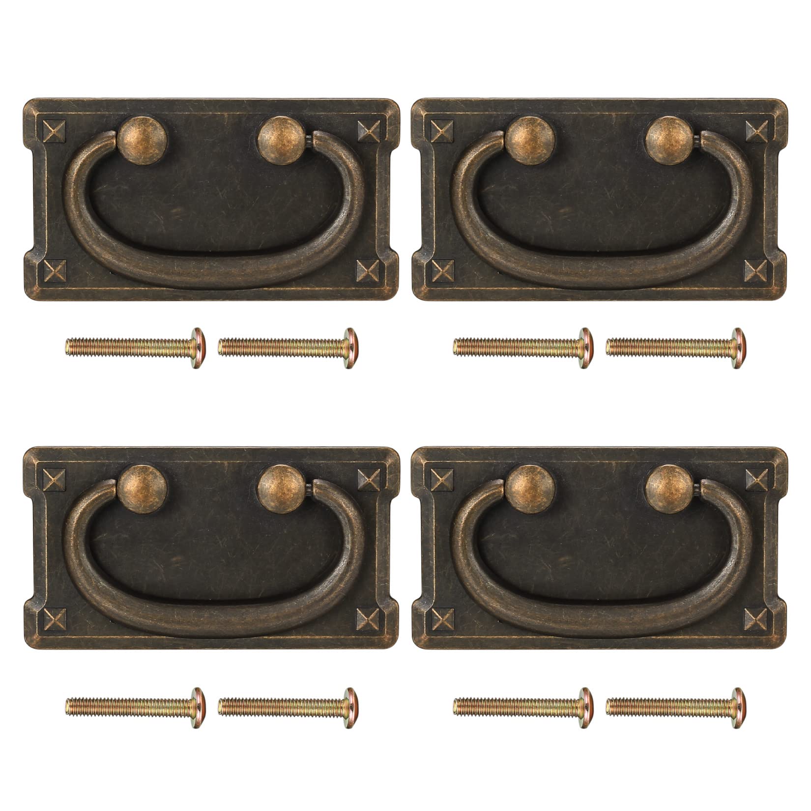PZIHAO 4Pc Drawer Pulls - Antique Furniture Cupboard Knobs & Handles for Bedroom Wardrobe Drawer Cabinet