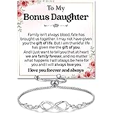 Chiside To My Bonus Daughter Bracelet, Step Daughter Infinity Heart Bracelet From Step Mom, Bonus Daughter's Jewelry Gift With Message Card And Box Meaning, Stepdaughter Bracelets Jewelry On Birthday
