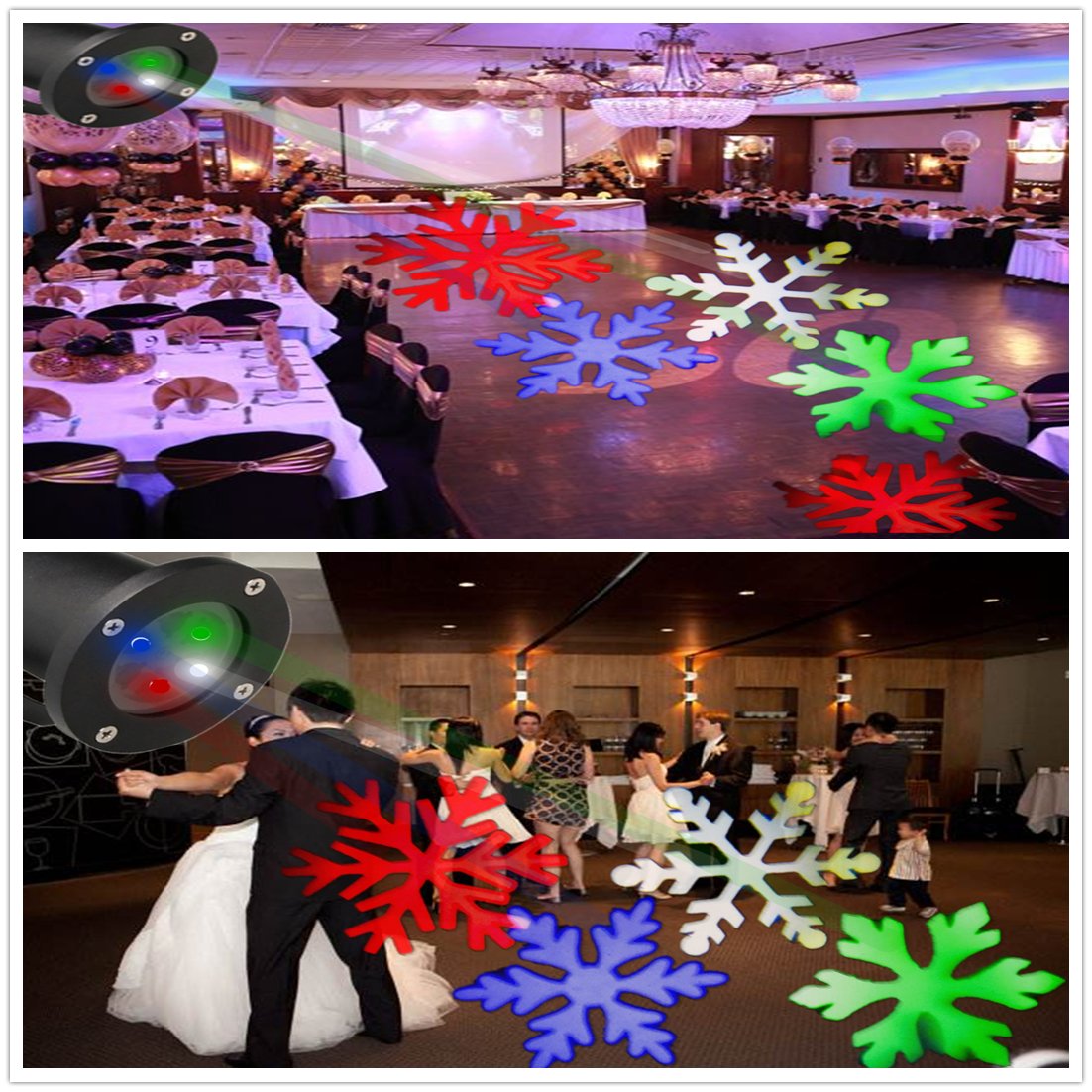 Updated Garden Projector Lights Outdoor RGBW 12W Christmas Motion Snowflake Landscape Projector Holiday Decoration Waterproof LED Stage Lights for Home Garden(RGBW)