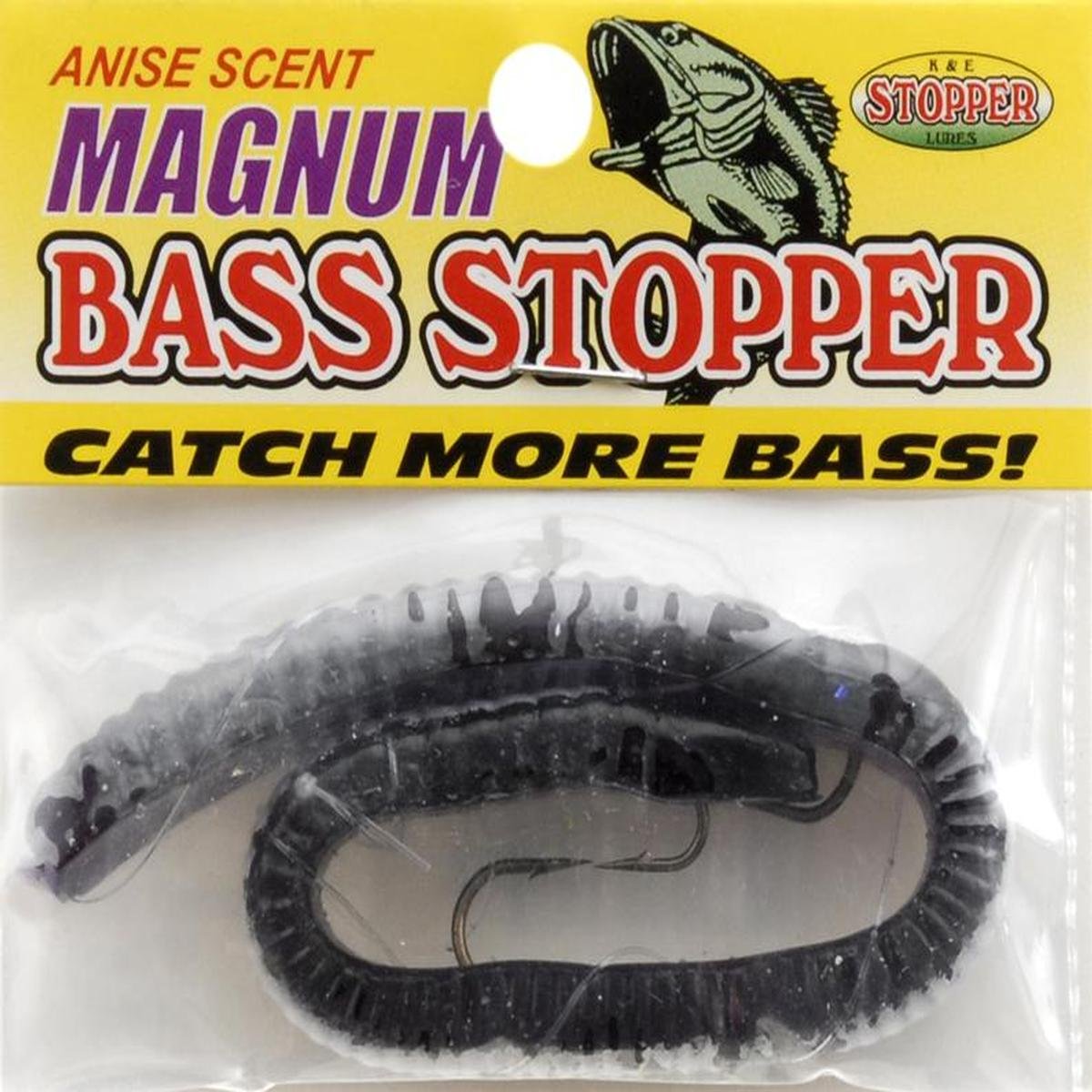K & E Tackle Magnum Bass Stopper Worm, Purple and White Finish