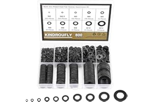 800 Pieces Black Zinc Plated Steel Flat Washers, Fender Washers, Kindroufly 9 Sizes Flat Washers, Lock Metal Washers Assortment Kit (M2 M2.5 M3 M4 M5 M6 M8 M10 M12)