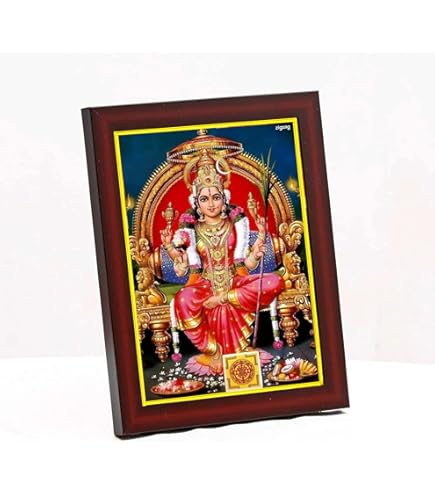 Swarna Akarshana Bhairava Swamy With Lakshmi & Kuber Photo Frame - 7x9" Acrylic Glass Pooja Room Decor (Golden)