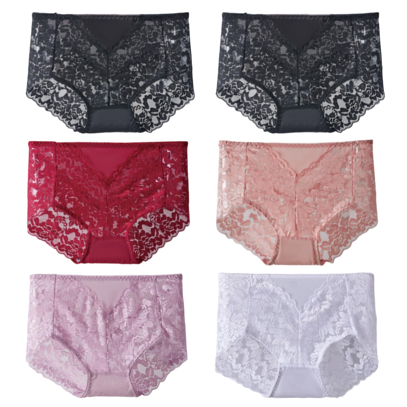 Photo 1 of Cinvik High Waist Underwear for Women Lace Traceless Seamless Panties Cheeky Full Coverage Mesh Sexy Underpants 3XLLPNRRHX7117039
