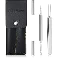 SGNEKOO Professional Facial Milia Removal Tool and Whitehead Extractor,Titanium Alloy Double Ended Needle and Steel Tweezers