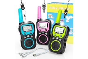 Walkie Talkies for Kids 3 Pack,Outdoor Toys for 3-12 Year Old Boys Girls,Rechargeable Kids Walkie Talkies with 3-in-1 Chargin